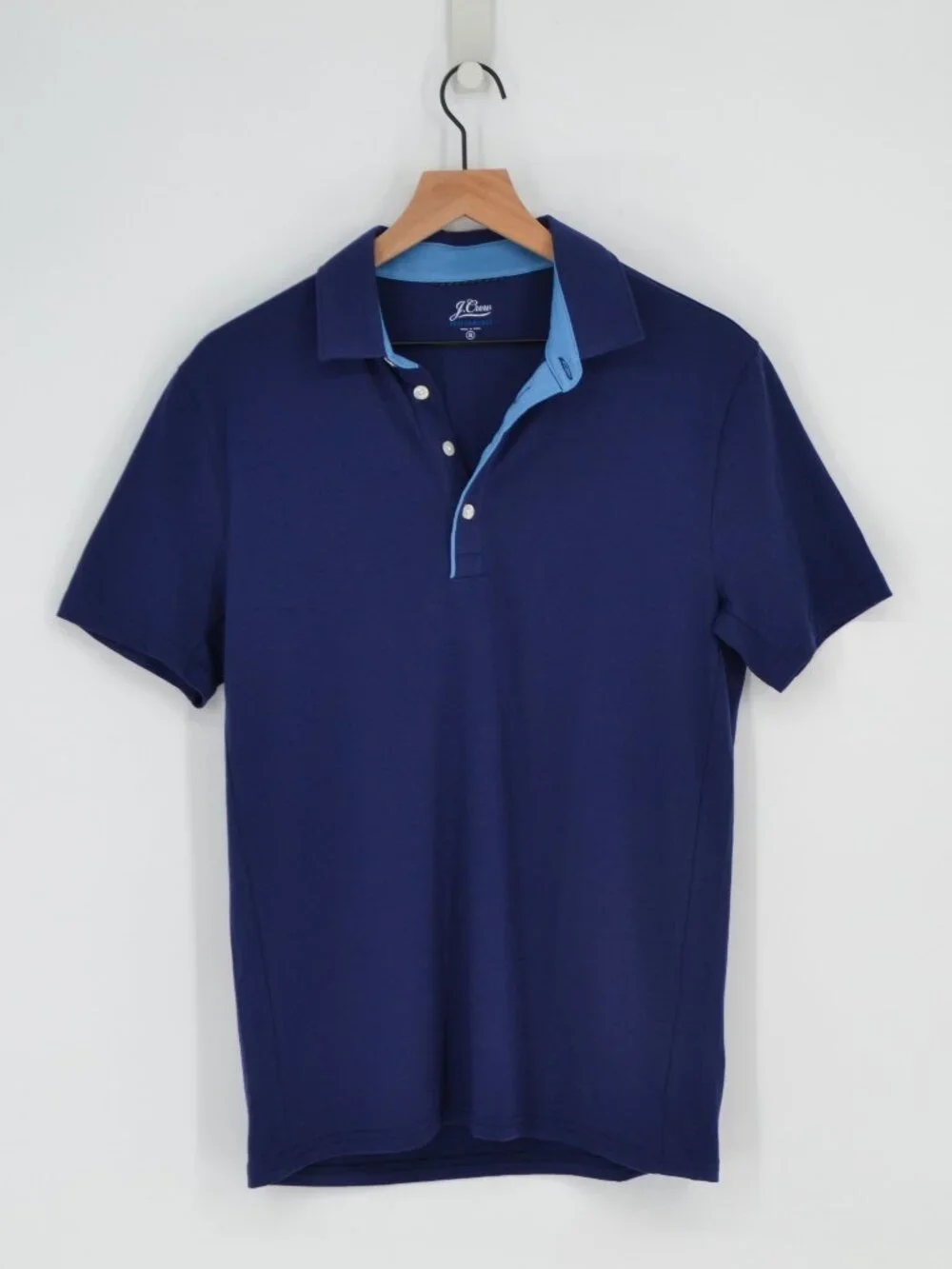 J. Crew Performance Jersey Polo Navy Contrast Collar Men's S